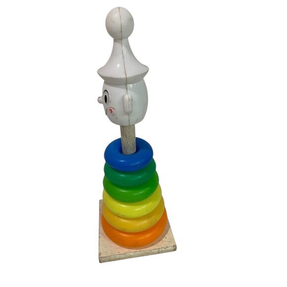 1960s Playskool Teach a Tot Stacking Clown Toy Incomplete Rocking Rainbow - Picture 5 of 8